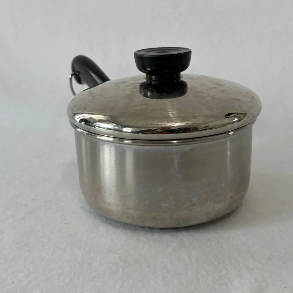 Revere Ware 1 QT Saucepan Pot & Lid Clinton 97C Aluminum Disc Bottom Stainless